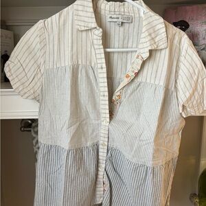 Madewell Striped Short Sleeve Blouse